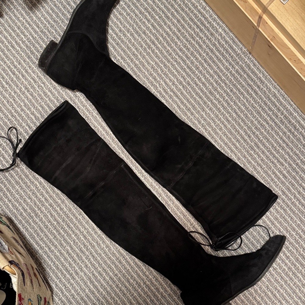 Stuart Weitzman Black Over-the-Knee Suede Boots